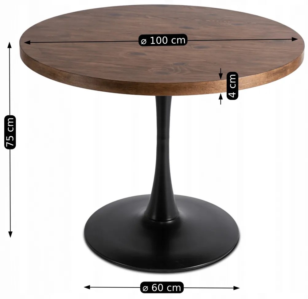 Stół LINO 100 cm Dąb Rustykalny/Czarny