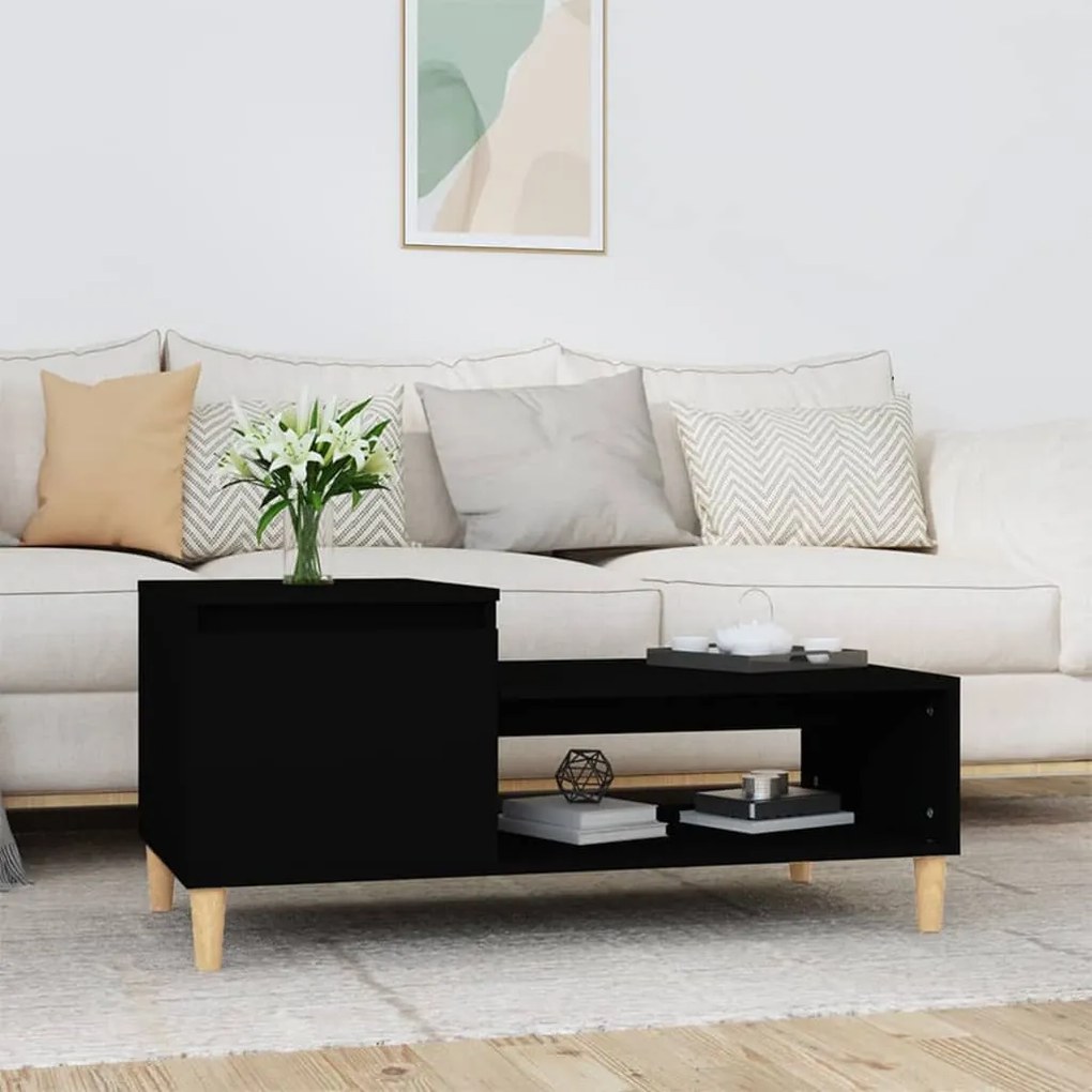 Fekete szerelt fa dohányzóasztal 100 x 50 x 45 cm