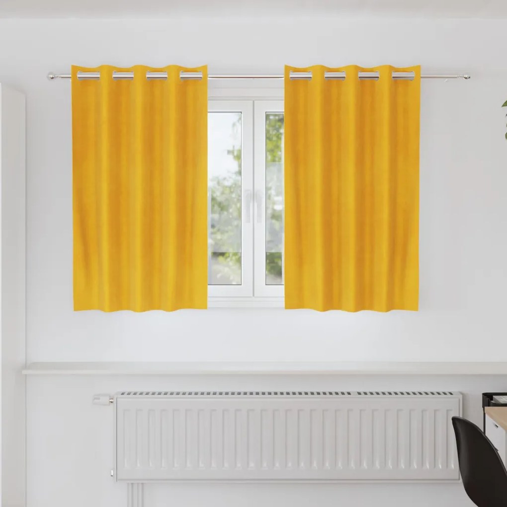 Függönyök függönyökkel 2 pcs mustársárga 140 x 140 cm Bársony
