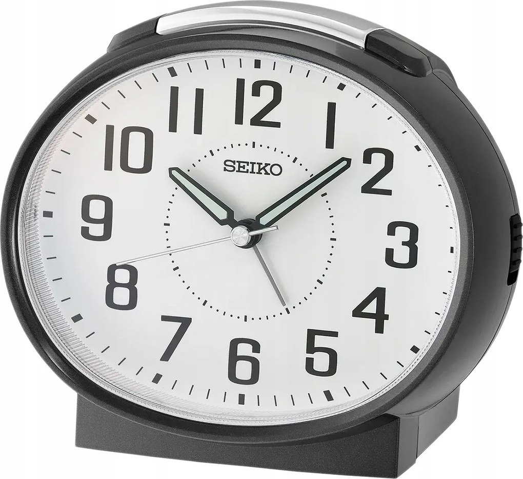 Fekete Ovális Ébresztőóra Seiko QHK059K Hangos Riasztás Csendes Mechanizmus