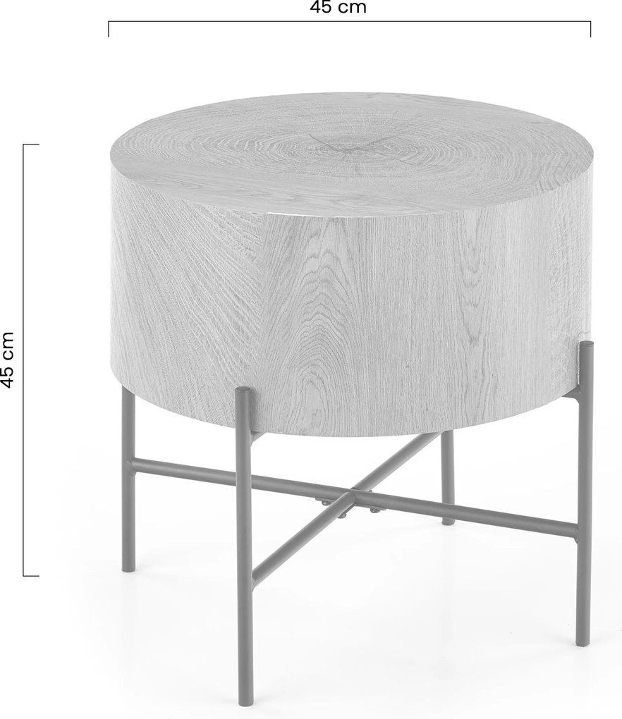 Liviano kerek dohányzóasztal 45 cm fém lábakkal - natúr tölgy / fekete