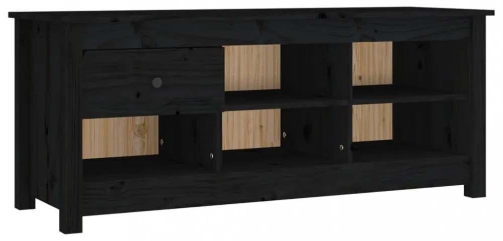 fekete tömör fenyőfa cipősszekrény 110 x 38 x 45,5 cm