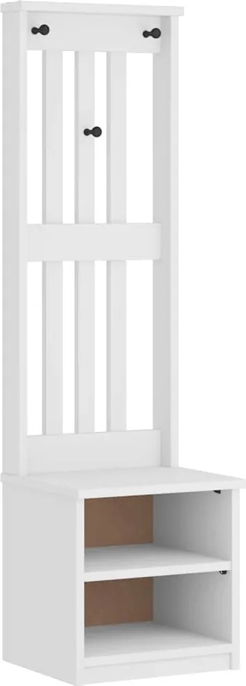 vidaXL SANDNES fehér tömör fenyőfa előszobafa 45x40x159,5 cm
