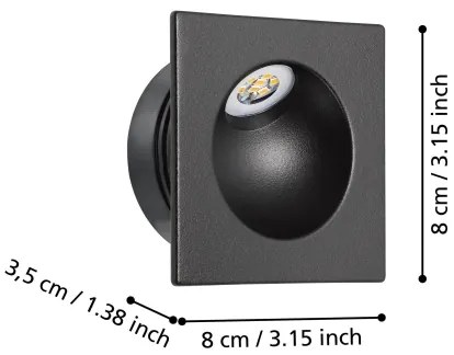 Eglo 900251 - LED Lépcsőmegvilágító ZARATE LED/2W/230V 3000K fekete