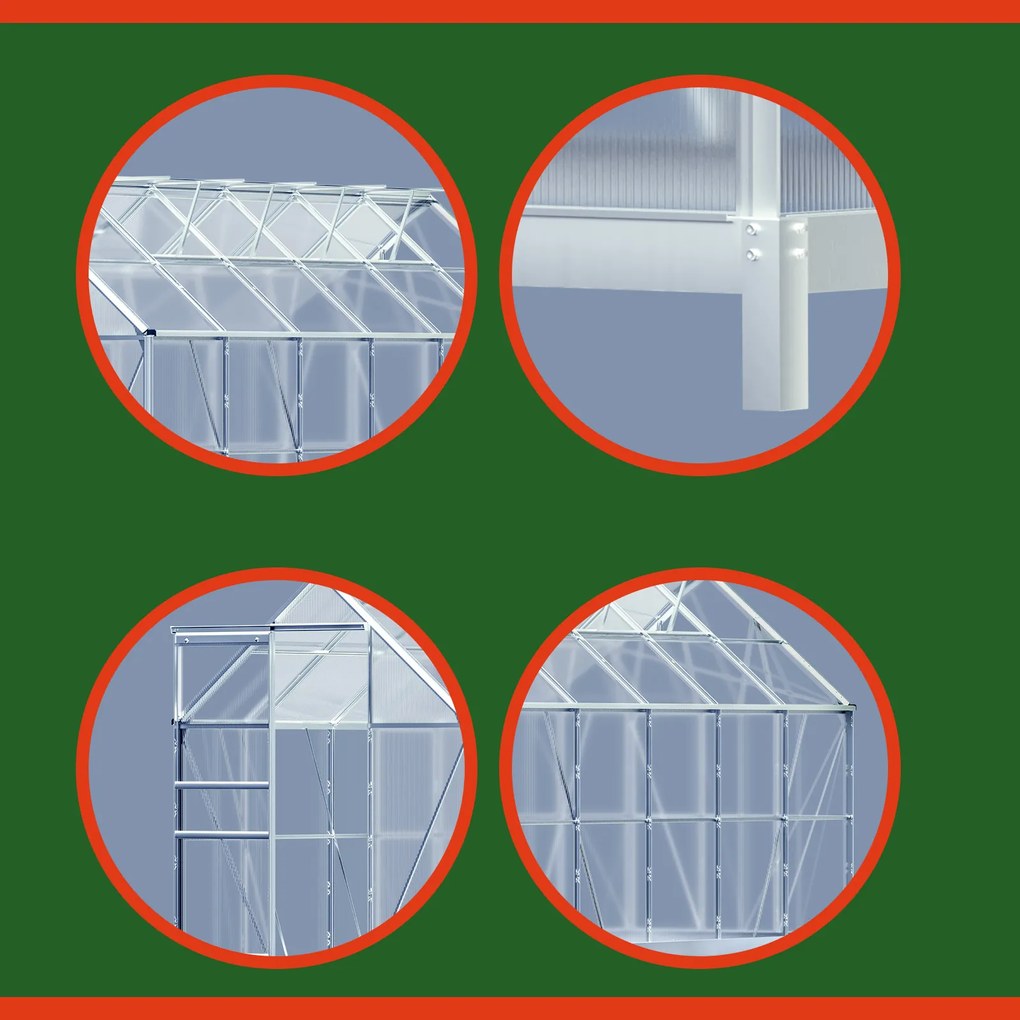 Gardebruk® Kerti üvegház XL - 380x190x195cm + alap