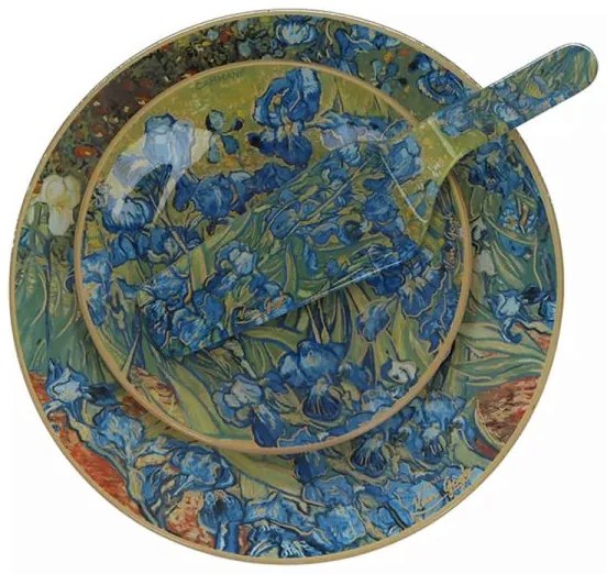 Van Gogh Íriszek  üveg süteményes készlet desszert tányér tortatál - 6 személyes