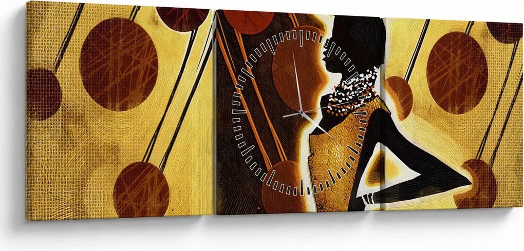Egy ősi művészeti festmény képe (órával) (90x30 cm)