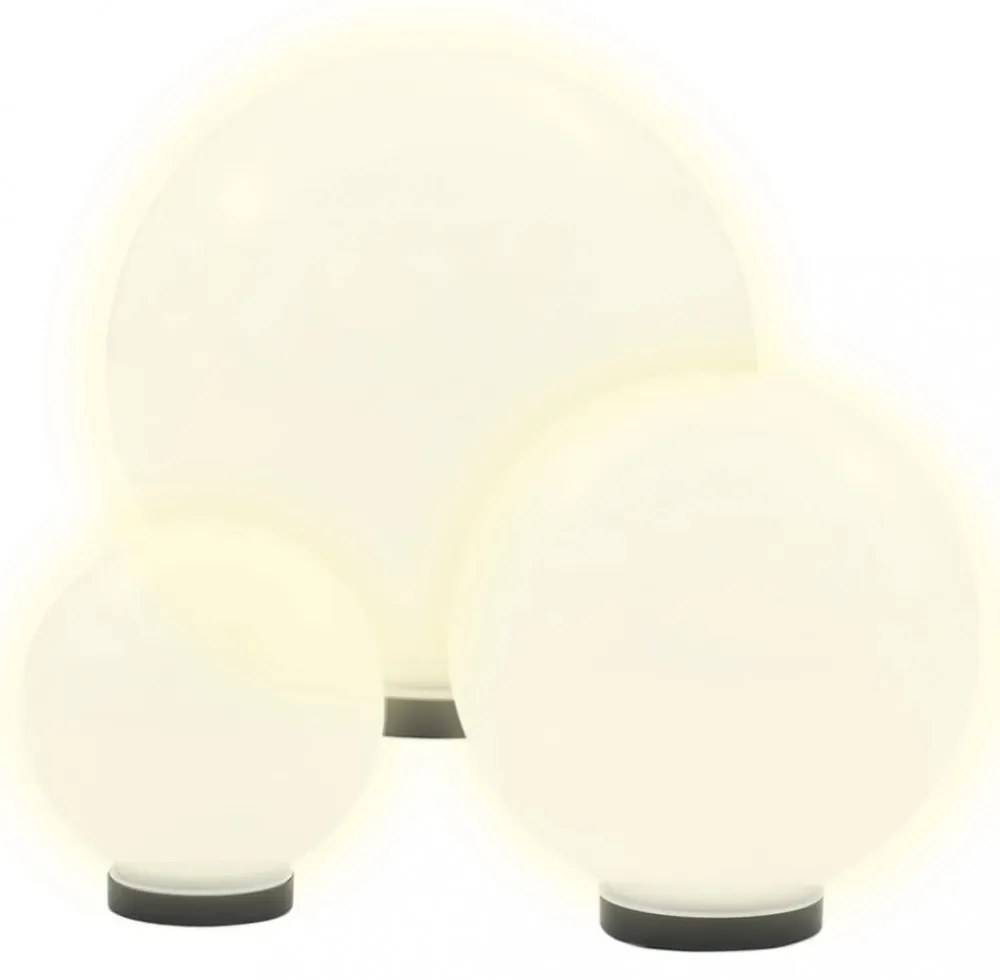 3 db-os LED gömblámpa-szett 20 / 30 / 40 cm PMMA