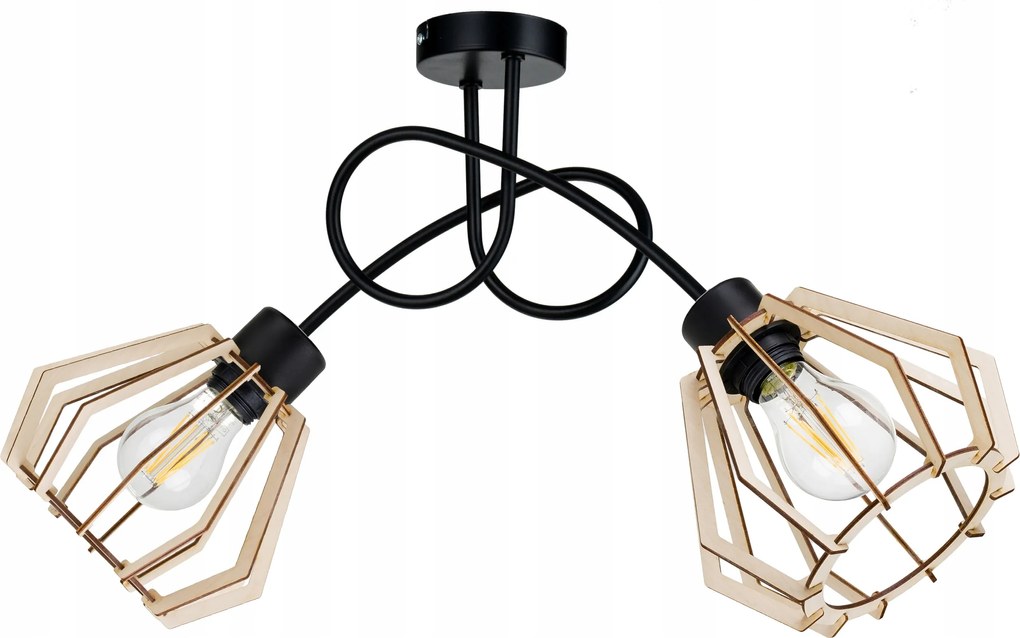 Mennyezeti Lámpa Függő CSillár Loft fa E27