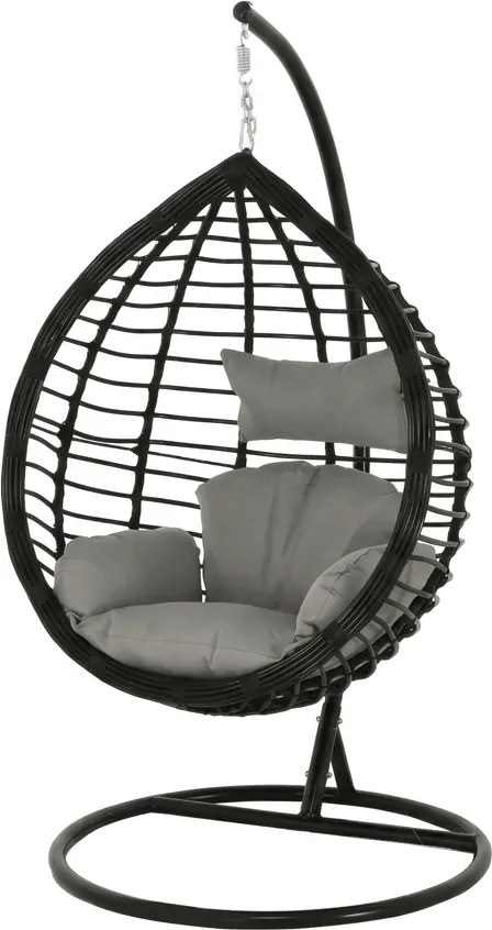 Függőszék TARINO állvánnyal, fekete/szürke párna