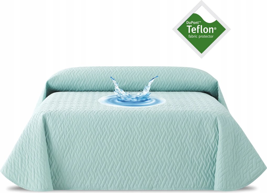 Ágytakaró vízálló teflon 200 x 270 cm menta steppelt ágytakaró