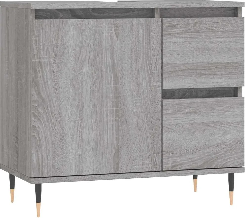 vidaXL szürke sonoma színű szerelt fa fürdőszobaszekrény 65x33x60 cm