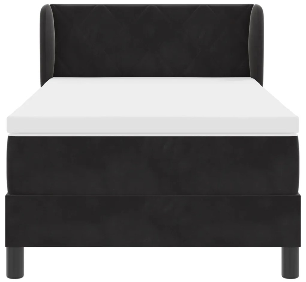 Boxspring Ágy Matraccal Fekete 90x190 cm Bársony