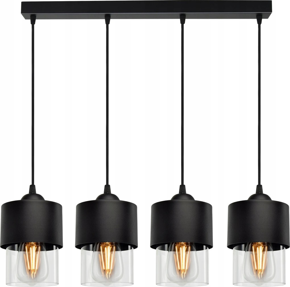 Függő lámpa Csillár Fém Üveg Átlátszó Led