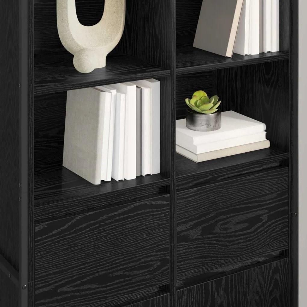 Széf fiókkal 2 pcs Fekete tölgy 81 x 36 x 150.5 cm Faanyag