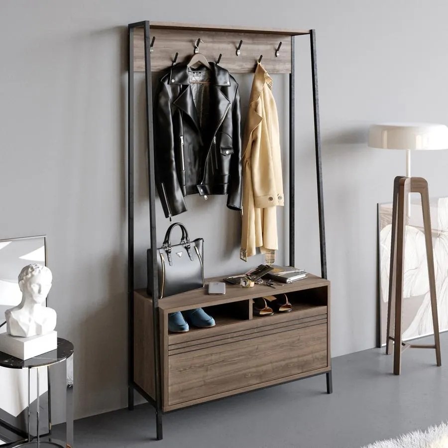 Előszobafal Devin - Walnut, Black