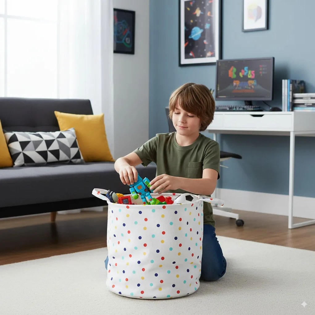 Pöttyös tároló kosár 25 x 30 cm - s méret