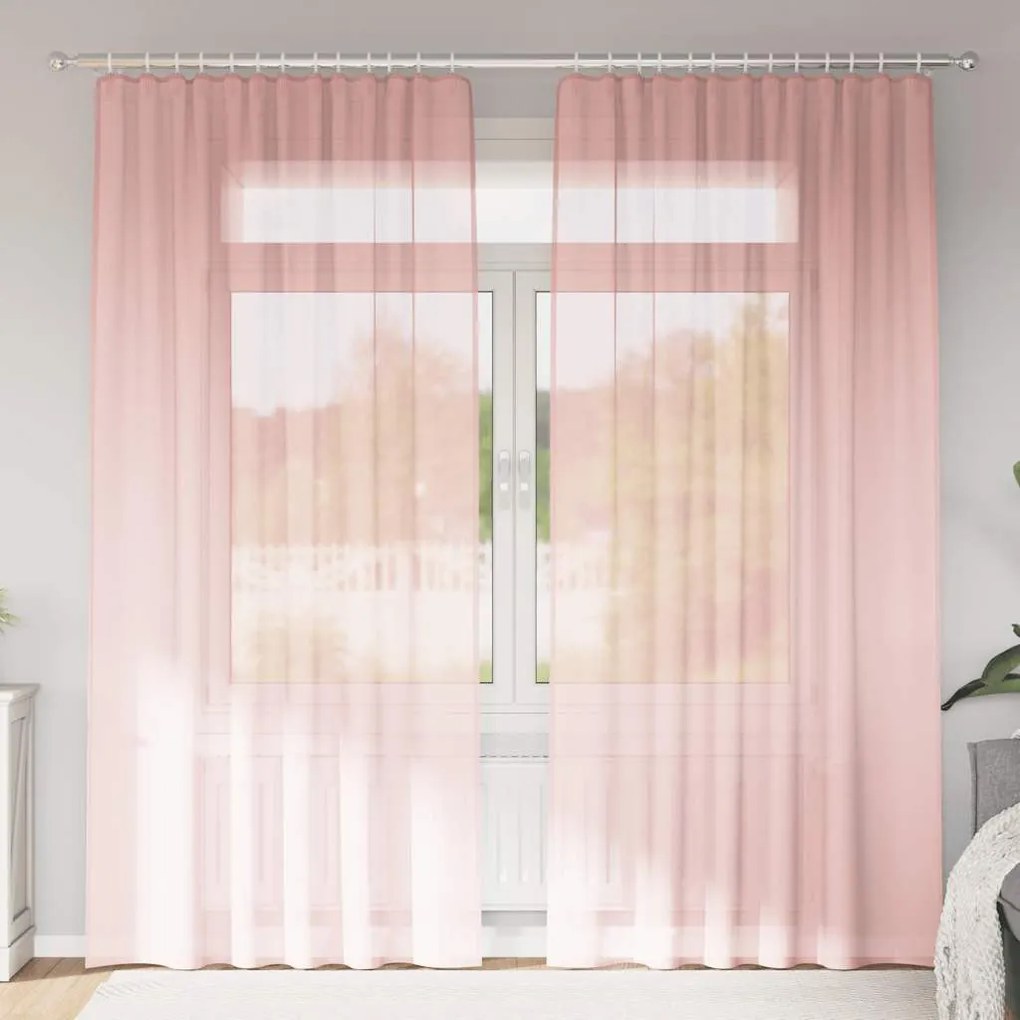 2 db rózsaszín fátyolfüggönyök hurokkal 140x225 cm
