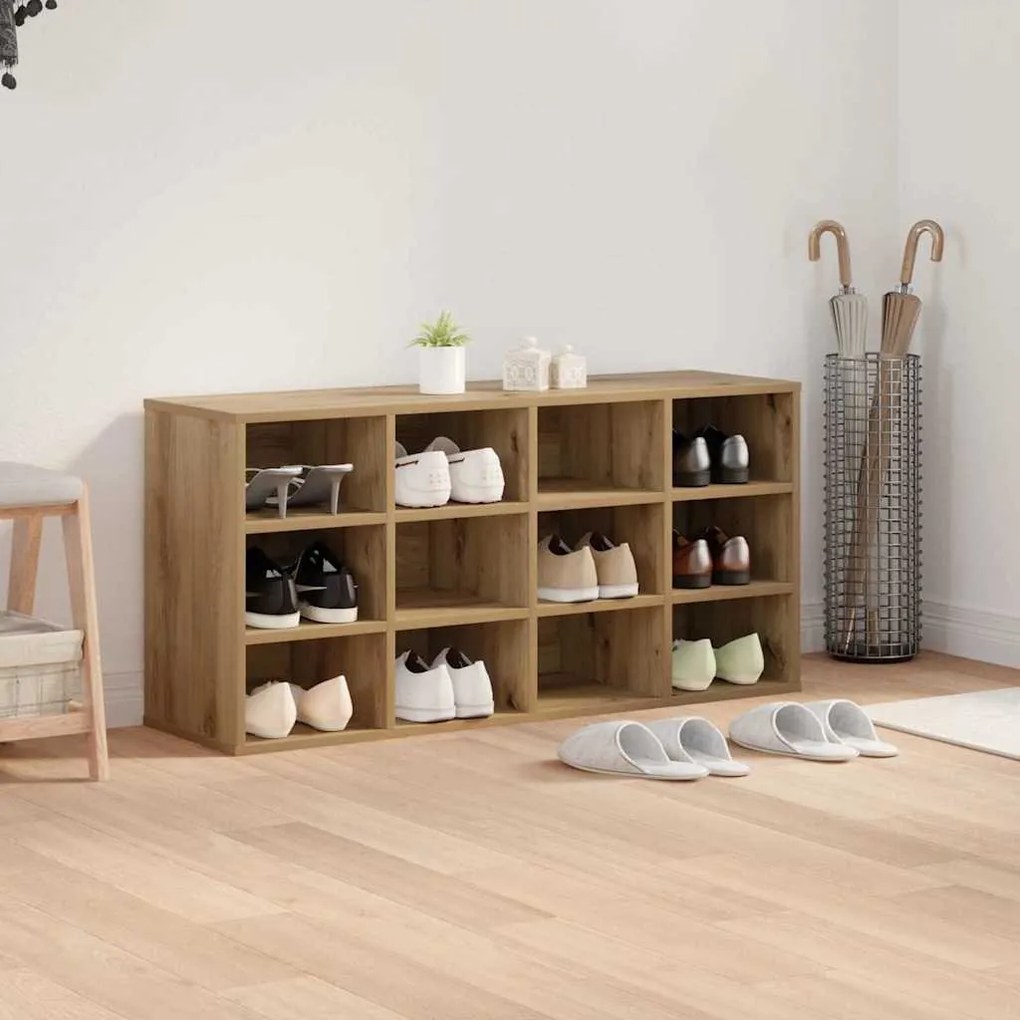 Cipőszekrény polcokkal kézműves tölgy 103x30x51 cm Faanyag