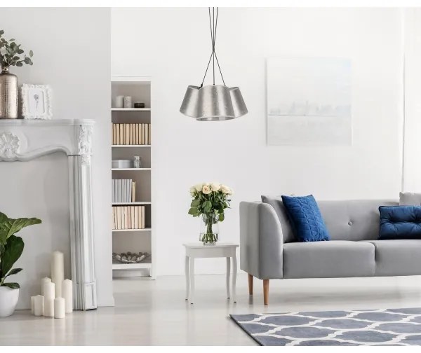 Duolla - Csillár zsinóron ROSSA 3xE27/40W/230V ezüst