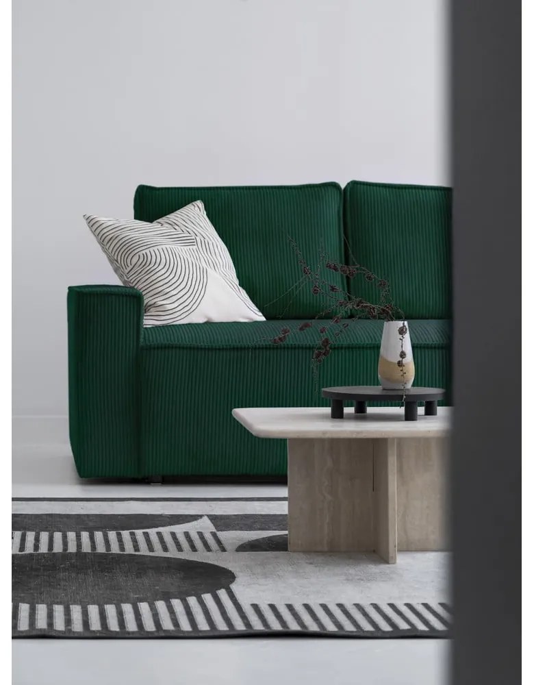 Sötétzöld kordbársony kinyitható sarokkanapé (bal oldali) Brave Dave – Miuform