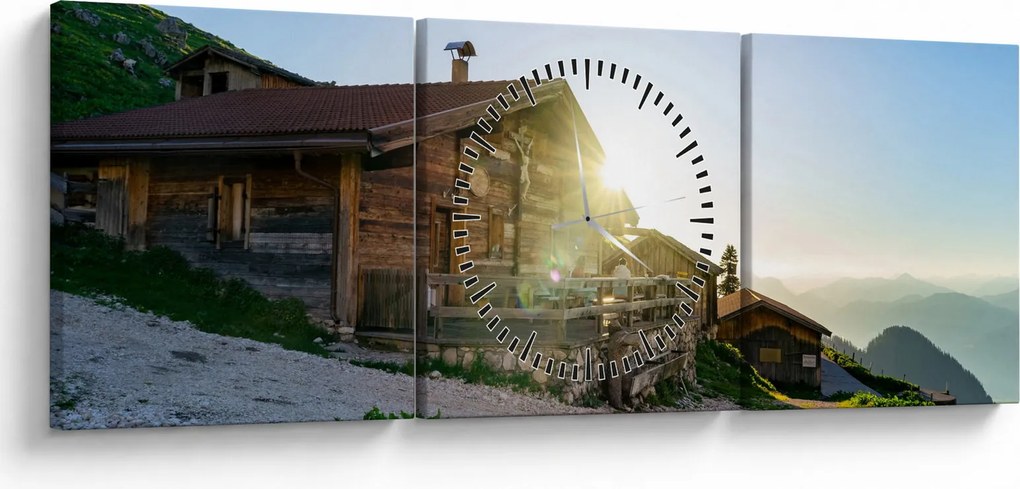 Kép - reggel az Alpokban, Tirol (órával) (90x30 cm)