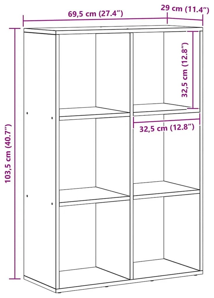 Könyvespolc Musta tammi 69.5 x 29 x 103.5 cm Faanyag