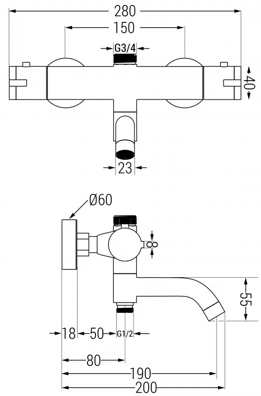 Mexen KAI termosztatikus kád/zuhanycsaptelep, fehér, 77900-20