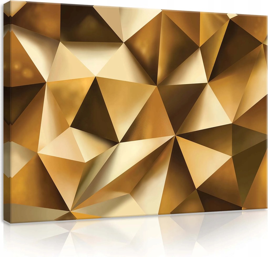 Vászonkép 100x75 Arany geometrikus absztrakt háromszögek fali dekoráció