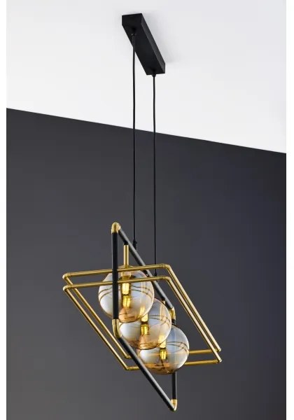 Jupiter 2027 - Csillár zsinóron FIORI 3xG9/10W/230V fekete/arany/bézs