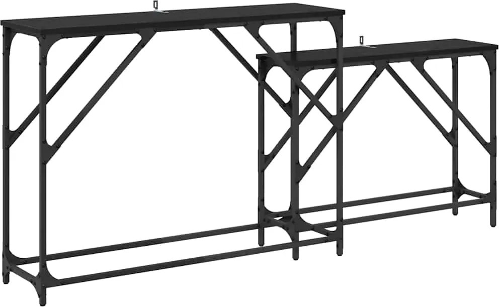 vidaXL Konzolasztal 2 pcs Fekete tölgy 100 x 28 x 75 cm Faanyag