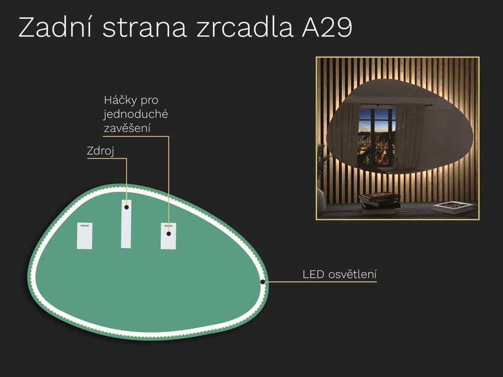 Organikus tükör LED világítással A29