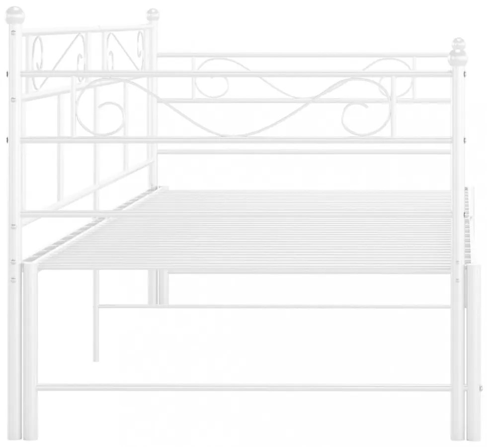 fehér fém kihúzható kanapéágy-keret 90 x 200 cm