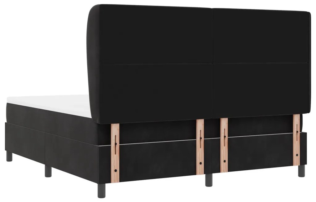 Boxspring Ágy Matrac Fekete 180x200 cm Bársony