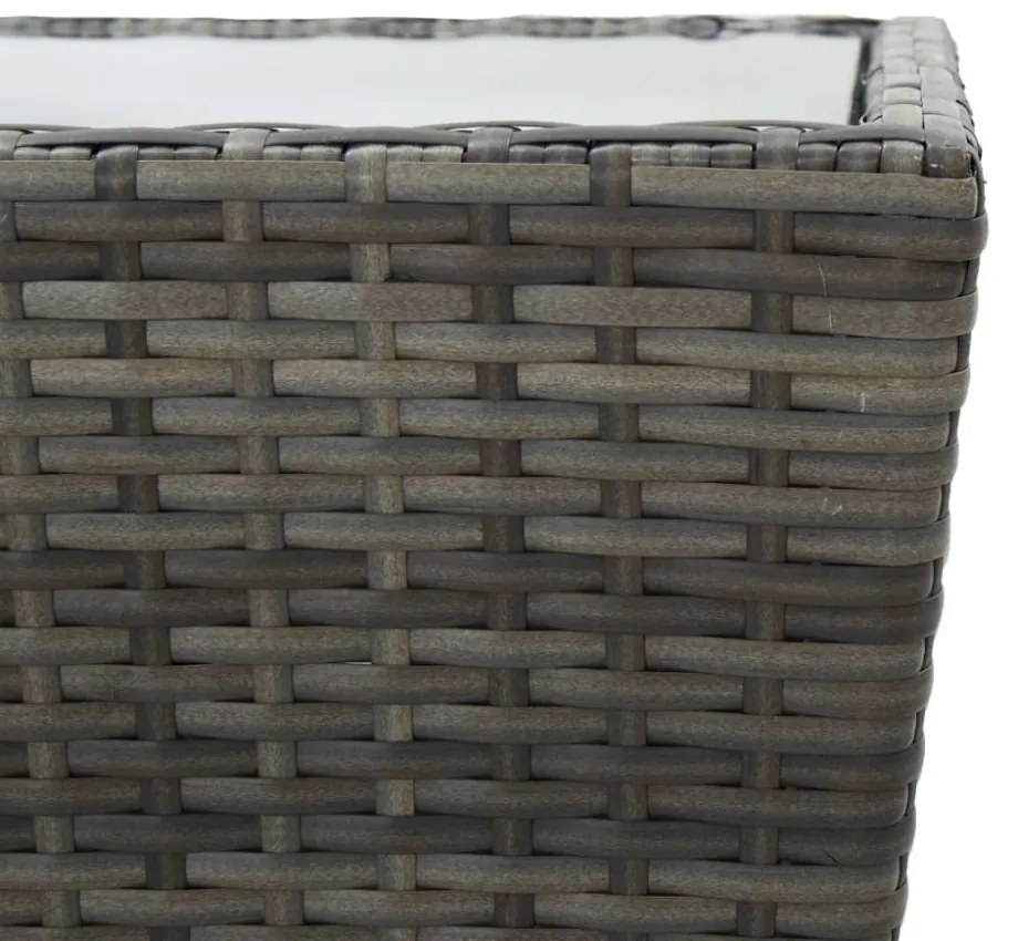 3 részes szürke polyrattan és edzett üveg bisztrószett