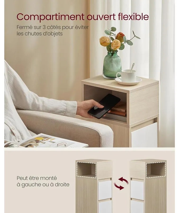 Éjjeliszekrény, 2 fiók, nyitott rekesz,natúr bézs, felhőfehér