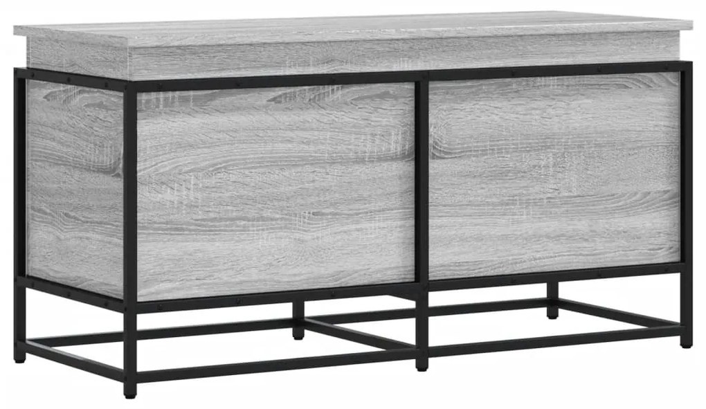 szürke sonoma szerelt fa tárolóláda fedéllel 100x40x51,5 cm
