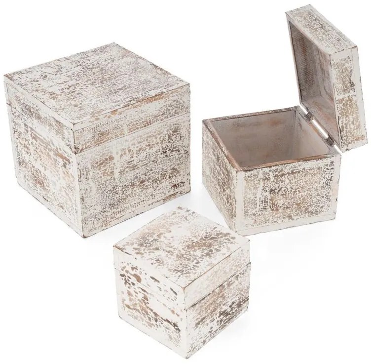 GARTHEN Kerti fa tárolódoboz Vintage 3 db fehér