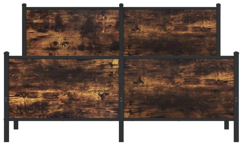 füstös tölgy színű fém ágykeret matrac nélkül 140 x 200 cm