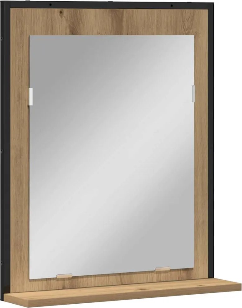vidaXL Tükör kézműves tölgy 50 x 12 x 60 cm Üveg és Műszaki Fa