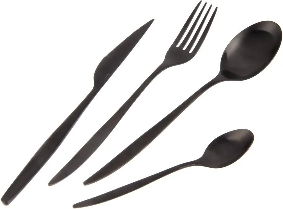 Fekete rozsdamentes acél evőeszköz készlet 24 db-os – Orion
