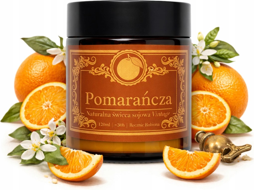 Szójagyertya Narancs 120ML Vintage Tégelyes Égési Idő 30H Relaxáció