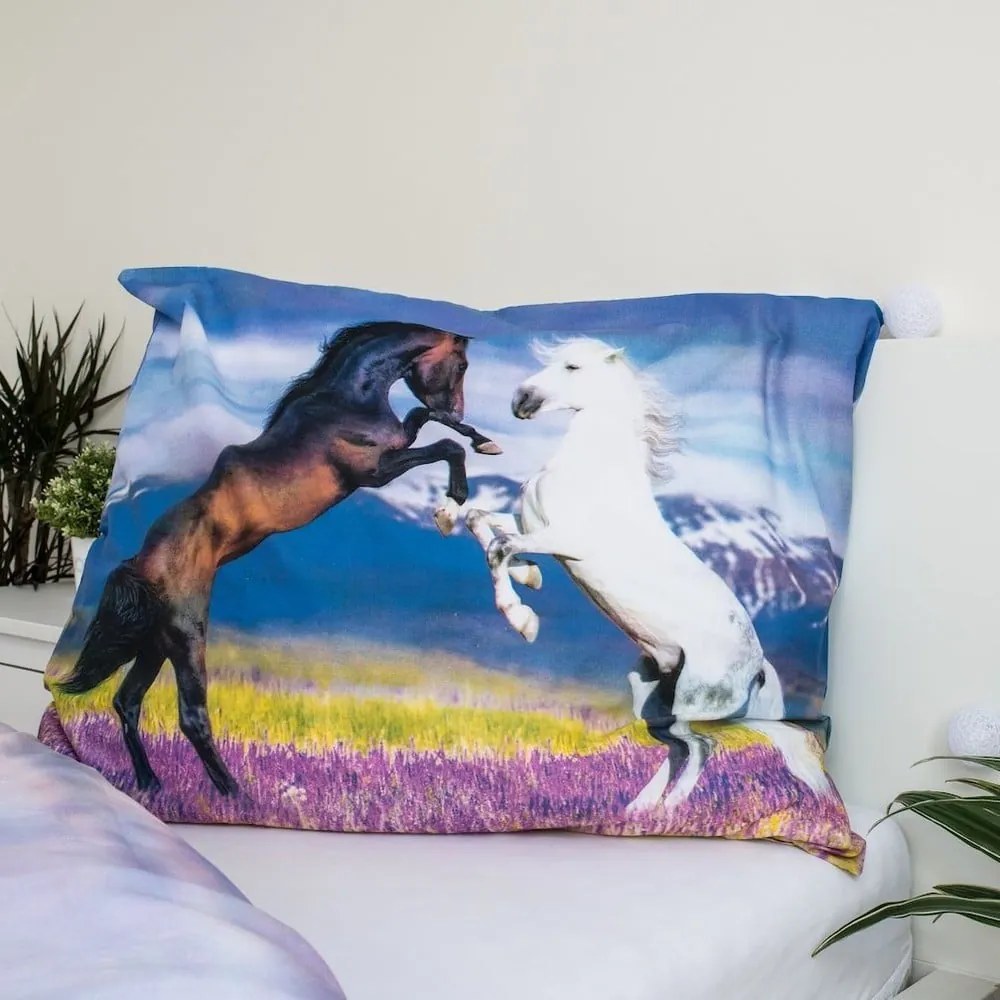 Egyszemélyes pamut gyerek ágyneműhuzat 140x200 cm Horse "Meadow" – Jerry Fabrics