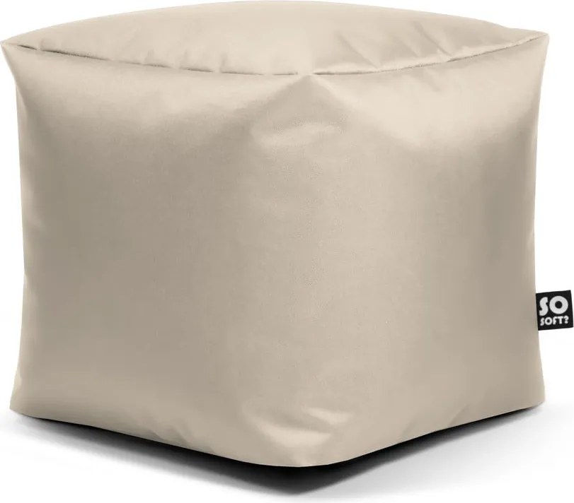 Bézs bőrutánzat gyerek babzsákfotel Cube M – So Soft?