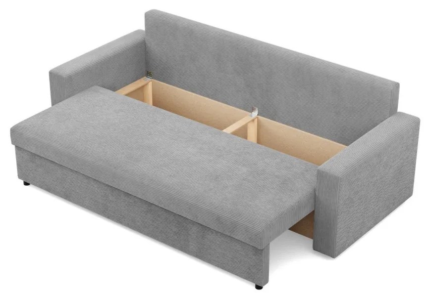 Zeus kanapéágy, kordbársony, hab töltet, egyenes kartámasz, szürke