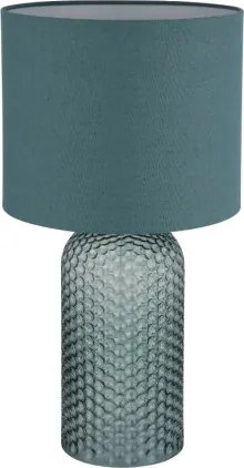 Globo 21735BG Asztali lámpa, üveg világos zöld, textil halvány zöld, kábel PVC fehér, billenőkapcsoló a kábelen, ø: 265mm, M: 500mm, kábel hossza 1300mm, 1x E27 60W 230V izzó nélkül