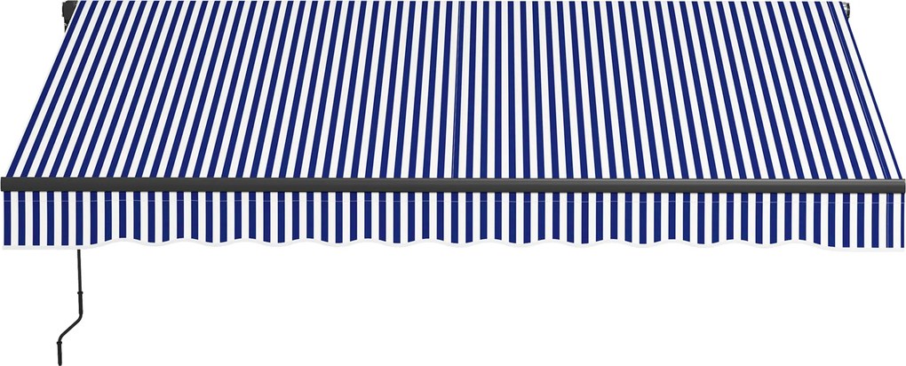 Outsunny Kihúzható Kézi Napernyő 3 x 2.5 m Balkon Napernyő Állítható Dőlésszögű Kézi Mechanizmus Alumínium FOGA Poliészter UV-védelem Kék és Fehér | A