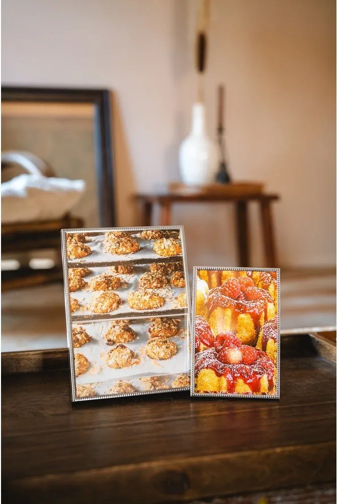 Fényes ezüstszínű fém álló képkeret 14x19 cm Sweet Memory Pearl – Zilverstad