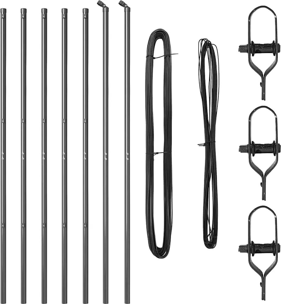vidaXL Kerítésoszlop 7 pcs Szürke Acél