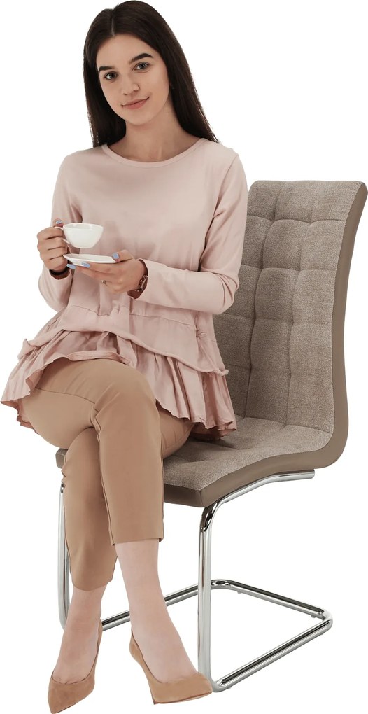 Étkezőszék, bézs/króm, SALOMA NEW